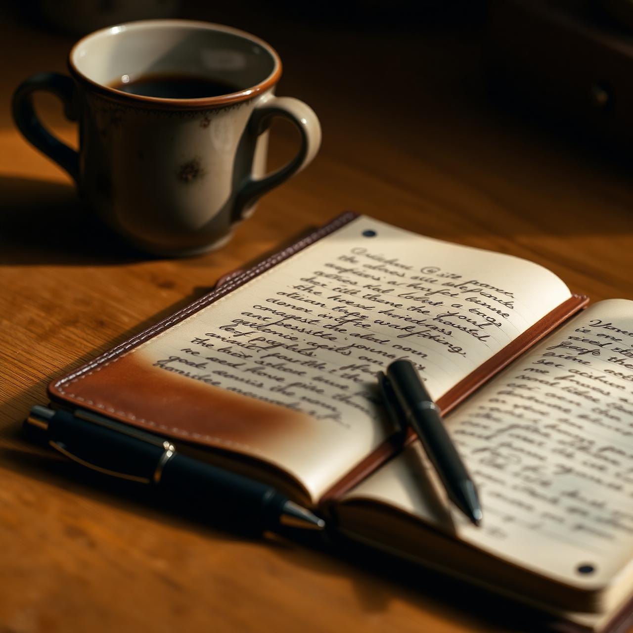 Coaching journal and morning coffee